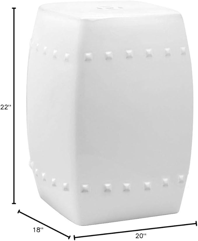 Safavieh Villa Glazed Ceramic Decorative Garden Stool, White - Image 2
