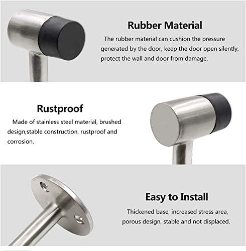 3 Inch / 75mm Heavy Duty Floor Stop, Door Stopper Stainless Steel Brushed Nickel - Image 5