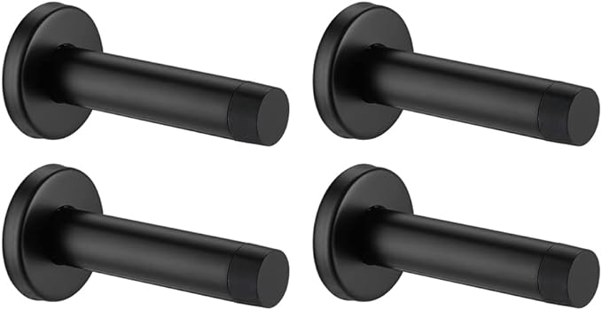 JQK Door Stopper Black, 304 Stainless Steel Thicken 1mm Sound Dampening Door by Homeimprovement