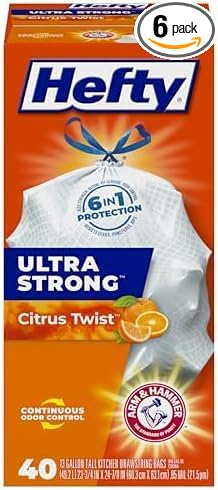 Hefty Ultra Strong Trash Bags 13 Gallon | Tall Kitchen | Drawstring Closure | by Hefty
