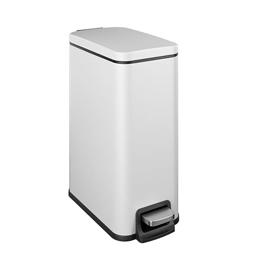 Slim Bathroom Trash Can with Lid Soft Close, 1.6 Gallon Stainless Steel Garbage by Veelesa