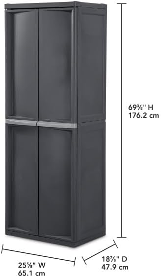 Sterilite 4 Shelf Cabinet, Lockable Utility Storage w/ Adjustable Shelves, Gray - Plastic Shelving Unit for Organizing Garage, Pantry, Basement, Laundry Room or Mudroom - Image 3