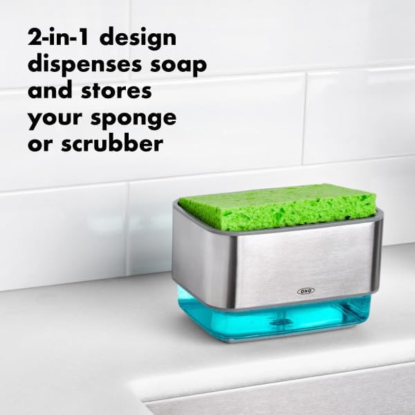 OXO Good Grips Stainless Steel Soap Dispensing Sponge Holder - Image 6