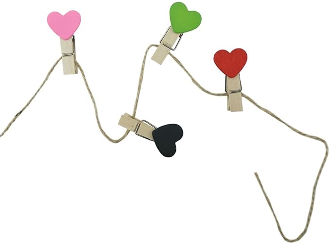 Mini Colored Wooden Heart Clothespins - Image 5