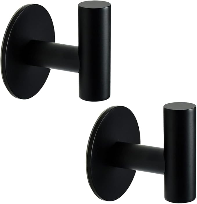 Self Adhesive Towel Hook Matte Black Coat Hook Brushed Nickel SUS304 Stainless by Vuzvuv