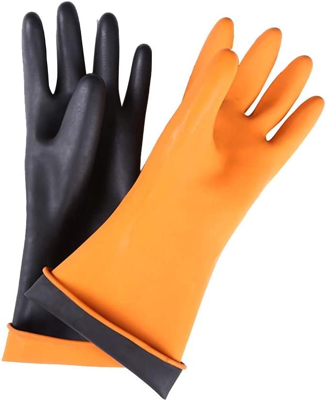 14" XL Size Latex Chemical Resistant Gloves, Reusable Heavy Duty Long Rubber - Image 3