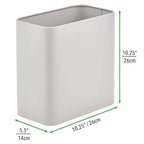 mDesign Small Metal 2.4 Gallon Trash Can Wastebasket Garbage Bin - Image 3