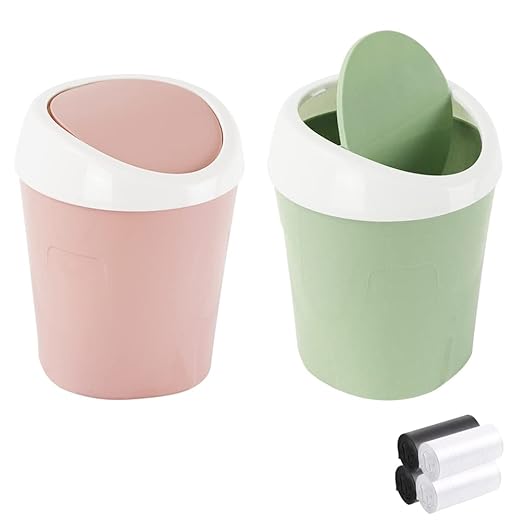 2 Pcs Plastic Mini Wastebasket Trash Can by SITAKE