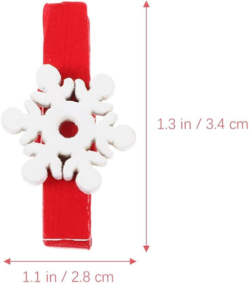 125pcs Christmas Wood Clips: Xmas Tree Snowflake Gloves Elk Clothespins - Image 2