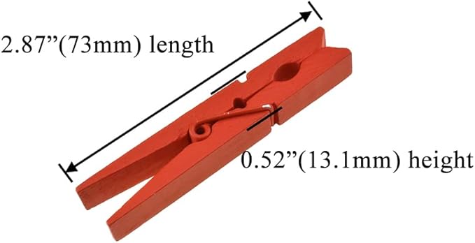 HAHIYO Red Wooden Clothes Pins Clothespins Small Aviod Fall Apart 2.87 Inches - Image 2