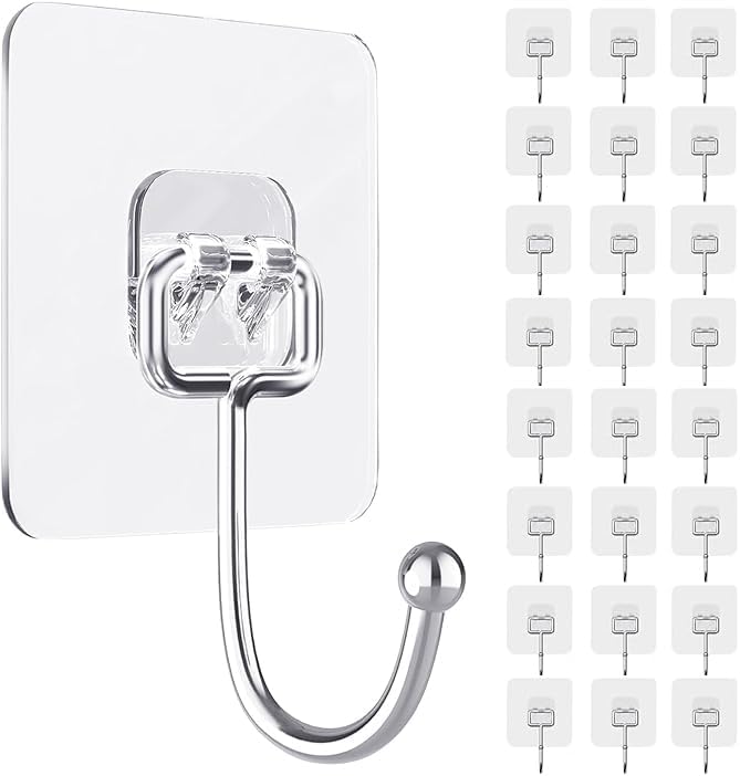 Adhesive Wall Hook, Set Heavy-Duty Thickened self-Adhesive Hook，24Pcs，44lb max by Unknown