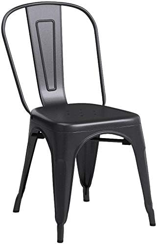 FDW | Metal Dining Chairs | Set of 4 | Black | Stackable Tolix Side Chairs with Backrest | Scratch-Resistant | Non-Slip Feet | Indoor/Outdoor Use | 330 lbs Capacity | for Kitchen & Restaurant - Image 5