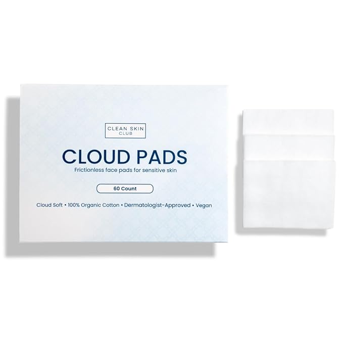Clean Skin Club Cloud Pads, Ultra-Soft & Thick Face Pads, 100% Organic Cotton by CLEANSKINCLUB