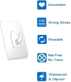 30 Pack Adhesive Hooks for Hanging, 33lb Heavy Duty Wall Hooks - Image 6
