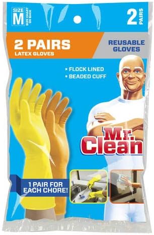 Mr. Clean Mr. Clean Medium Reusable Latex Gloves, 2 Color, 2 Piar - Image 2
