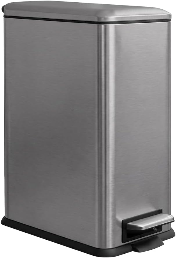 8 Gallon Trash Can with Lid, Stainless Steel Bathroom Garbage Can with Removal by JM%C2%B7YIPENG