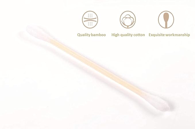 Bamboo Cotton Swabs, Biodegradable Wood Cotton Buds 1000pcs - Image 6