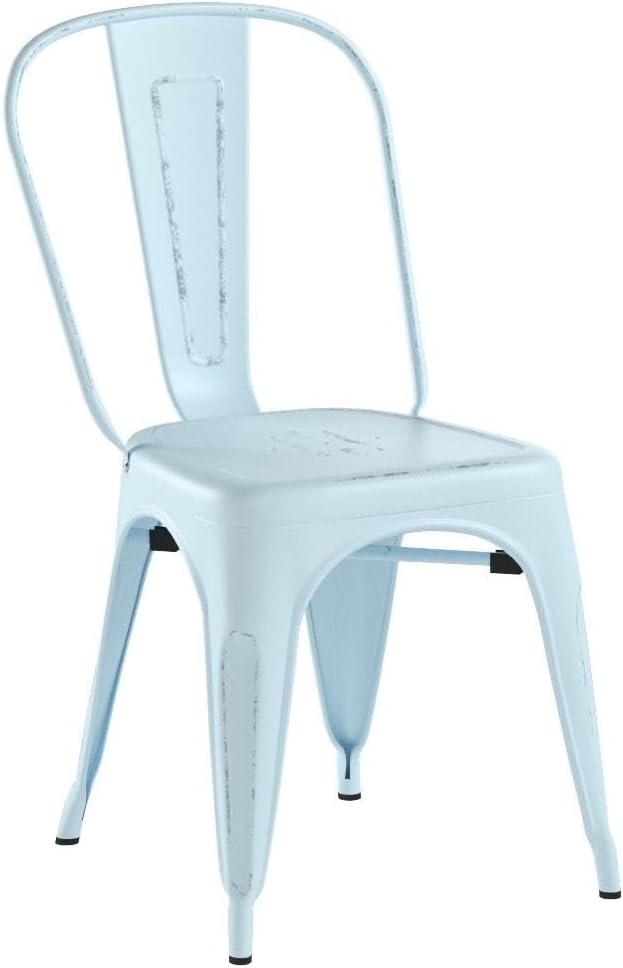 FDW | Set of 4 Metal Dining Chairs | Blue | Stackable Tolix Side Chairs with Backrest | Scratch-Resistant | Non-Slip Feet | Indoor/Outdoor Use | 330 lbs Capacity | Ideal for Kitchen & Restaurant - Image 5