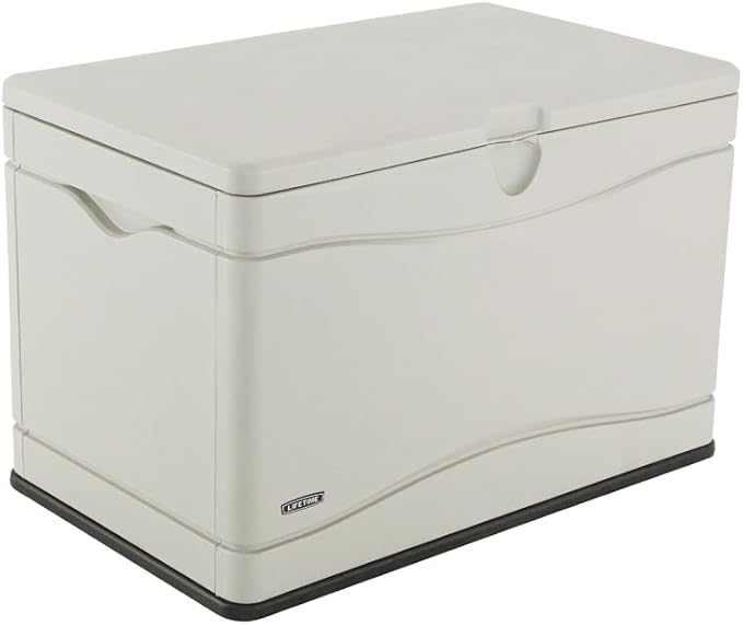 LIFETIME 60059 Black Bottom & Desert (Tan) Sides and Lid Outdoor Storage Box-80 Gal, 80 Gallon, Desert Sand - Image 3