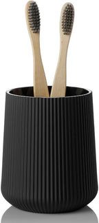 Black Striped Toothbrush Holder by KellyHome