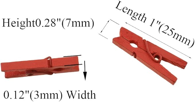 HAHIYO Red Wooden Clothes Pins Clothespins Mini Aviod Fall Apart 1 Inches - Image 2