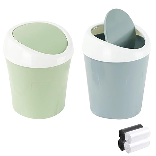 2 Pcs Plastic Mini Wastebasket Trash Can by SITAKE