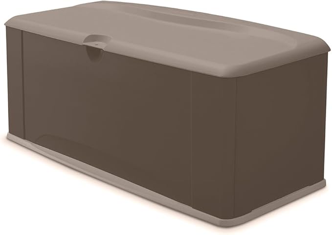 Rubbermaid Extra Large Resin Outdoor Storage Deck Box with Seat (120 Gal), Weather Resistant, Brown, Deck Organization for Home/Backyard/Pool Chemicals/Toys/Garden Tools/Porch/Patio Cushions by Rubbermaid