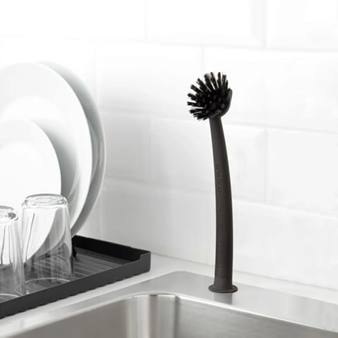2 Pcs Scrub Brush with Handle 11'' Dish Scrubber Brush Kitchen Sink Brush Black - Image 6