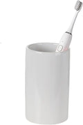 White Toothbrush and Toothpaste Holder, Ceramic Electric Toothbrush Holders by AHUDKKY