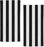 Black and White Striped Towels Highly Absorbent Stripe Bath Towels Set of 2 by qiuhuang