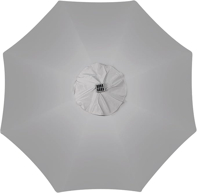 Blissun 9 ft Solar Umbrella, Patio Umbrella with 32 LED Lights, Table Market Umbrella, Outdoor Umbrella for Garden, Deck, Backyard (Light Grey) - Image 4
