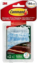 Command Outdoor Rope Light Clips, 12 Hooks &16 Strips, Damage Free Hanging by Command