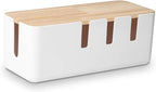 Cable Management Box by Baskiss, Wood Lid, Wire Organizer by Baskiss