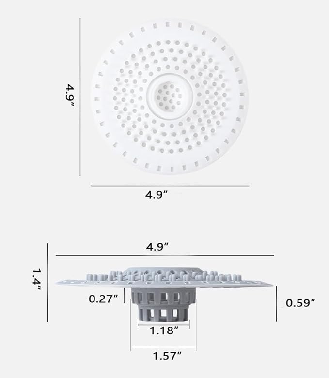 Drain Hair Catcher, Silicone Bathtub Drain Protector 2 Pcs （White Round） - Image 6