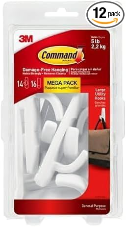 Command Large Utility Hook Mega Pack, Organize Damage-Free by Command
