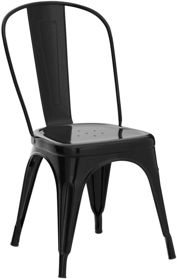 Nazhura Metal Dining Chair Farmhouse Tolix Style for Kitchen Dining Room Café Restaurant Bistro Patio, 18 Inch, Stackable, Waterproof Indoor/Outdoor (Sets of 4) (Black) - Image 6
