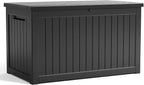 230 Gallon Resin Deck Box, Lockable Patio Outdoor Storage Box for Furniture, Garden Tools and Tools Storage, Waterproof Outside Storage Boxes - Black by OutdoorLivingPerfected