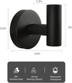 Vuzvuv 2-Pack Matte Black Wall-Mounted Towel Hooks, SUS304 Stainless Steel - Image 2