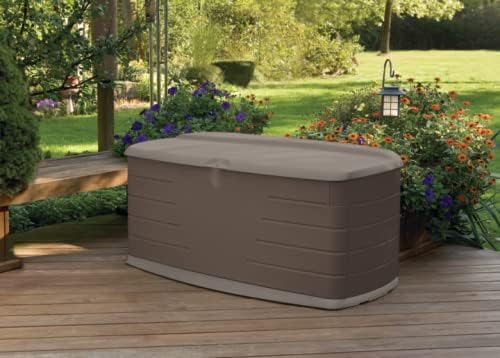Rubbermaid Large Resin Outdoor Storage Deck Box with Seat (90 Gal), Weather Resistant, Brown, Deck Organization for Home/Backyard/Pool Chemicals/Toys/Garden Tools/Porch/Patio Cushions - Image 4