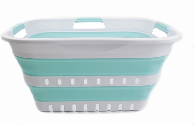 SAMMART 30L Collapsible 3 Handled Plastic Laundry Basket - Image 2