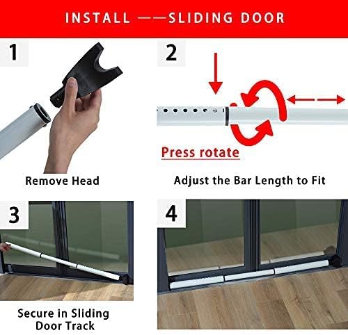 2-in-1 Door Security Bar & Sliding Patio Door Stopper Security Jammer Bar Child - Image 7