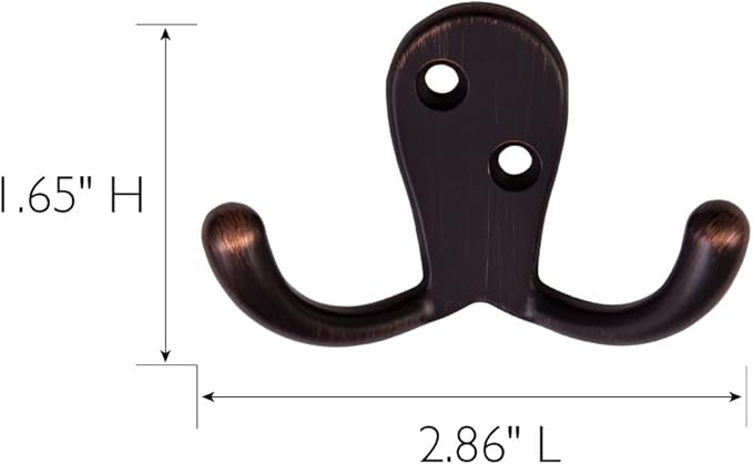Design House Coat Hooks, Double Prong Hooks, Wall-Mounted, Steel Construction - Image 2