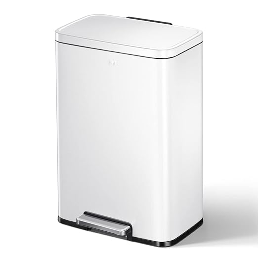 EKO Madison Matte White 50 Liter/13.2 Gallon Step Trash Can - Image 8