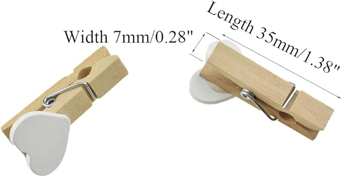 HAHIYO Heart Painted Mini Wooden Clothespin Clip Photo Paper Holders 1.38inch - Image 2