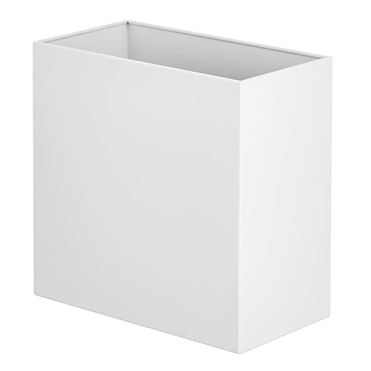 mDesign Small Steel Rectangular 2.4 Gallon/9.1 Liter Trash Can, Waste Basket by mDesign