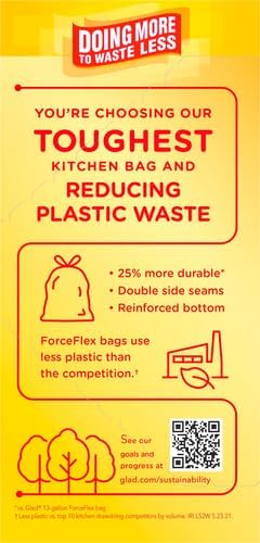 Glad ForceFlex MaxStrength Kitchen Trash Bags, 13 Gal, Fresh Clean Febreze - Image 3