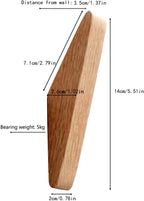 Pack 6 Wood Wall Hooks, Oak Coat Hooks Minimalist Design Heavy Duty Robe Hook - Image 2
