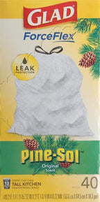 Glad ForceFlex Tall Kitchen Drawstring Trash Bags, 13 Gal, Pine-Sol Original - Image 2