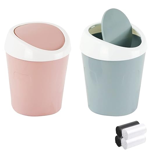 2 Pcs Plastic Mini Wastebasket Trash Can by SITAKE