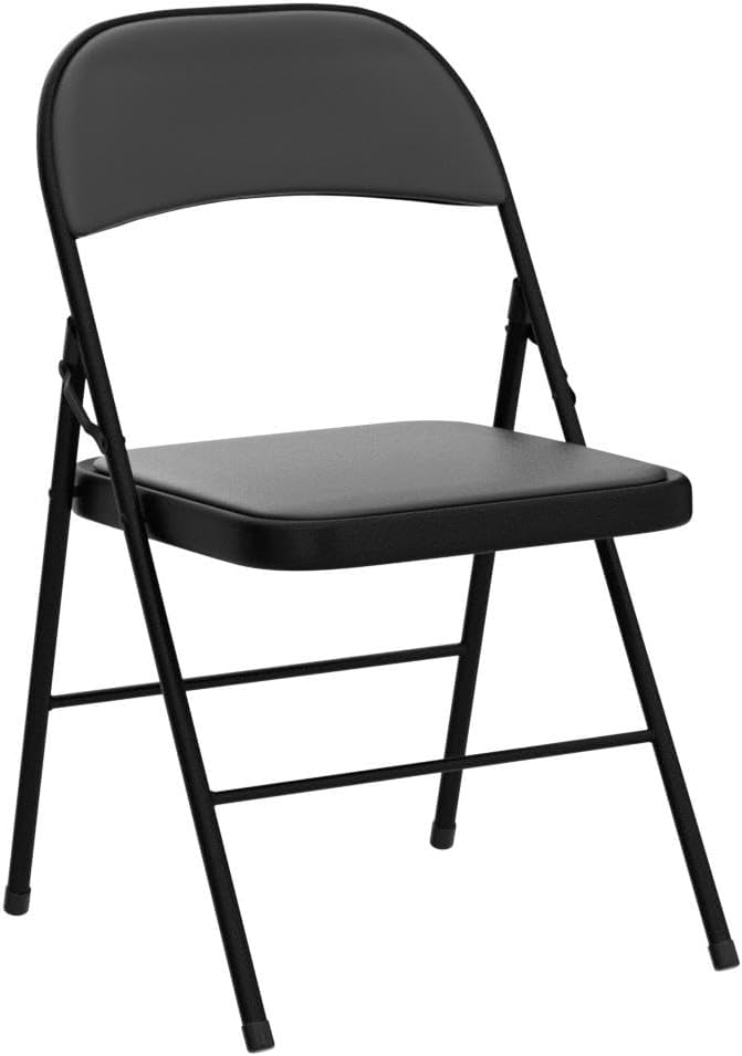 VINGLI 4 Pack Folding Chairs with Padded Seats, Metal Frame with Pu Leather Seat & Back, Capacity 350 lbs, Set of 4, Black - Image 6